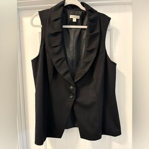 Coldwater Creek Women's Black Sleeveless Ruffled Front Vest Size 20
